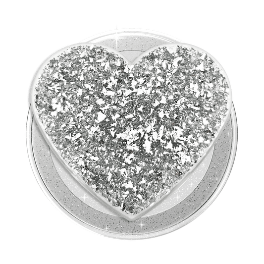 Confetti Heart Silver Sizzle — MagSafe PopGrip - US 55053